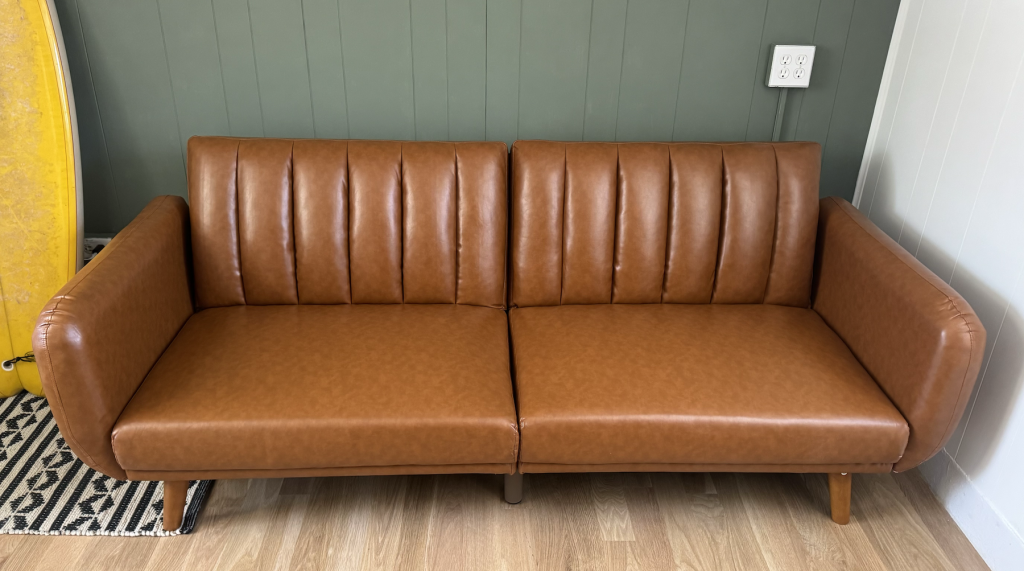 Novogratz Brittany faux leather futon Camel Color
