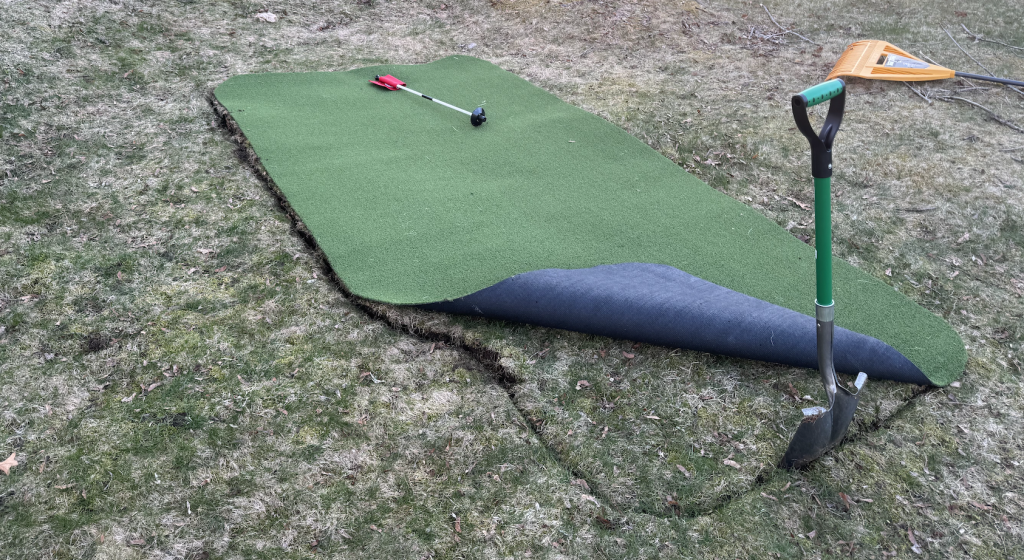 Mark your digging area for your putting green